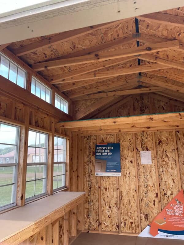 Inside of 10x12 Southern Classic Lap Siding