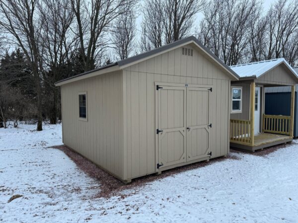Tan Ranch shed in shed lot