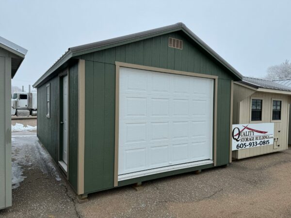 Green A-frame Garage in shed lot