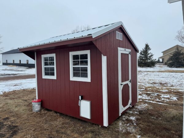 Red Chicken Coop in shed lot