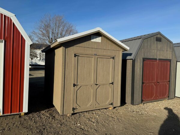 Taupe Ranch shed in shed lot