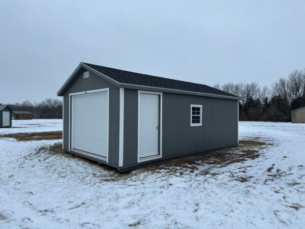 Gray A-Frame Garage in shed lot