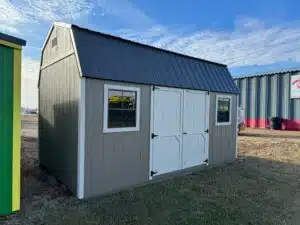 Taupe High Barn shed in shed lot