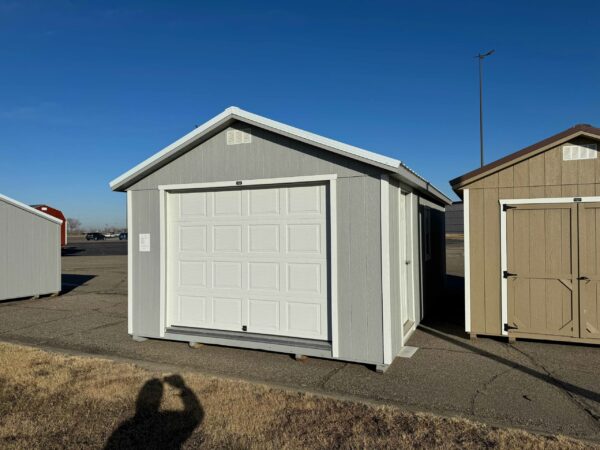 Gray A-Frame Garage in shed lot