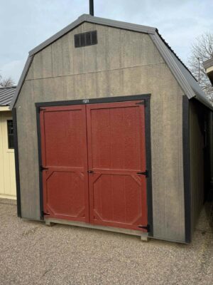 Driftwood stained High Barn shed in shed lot