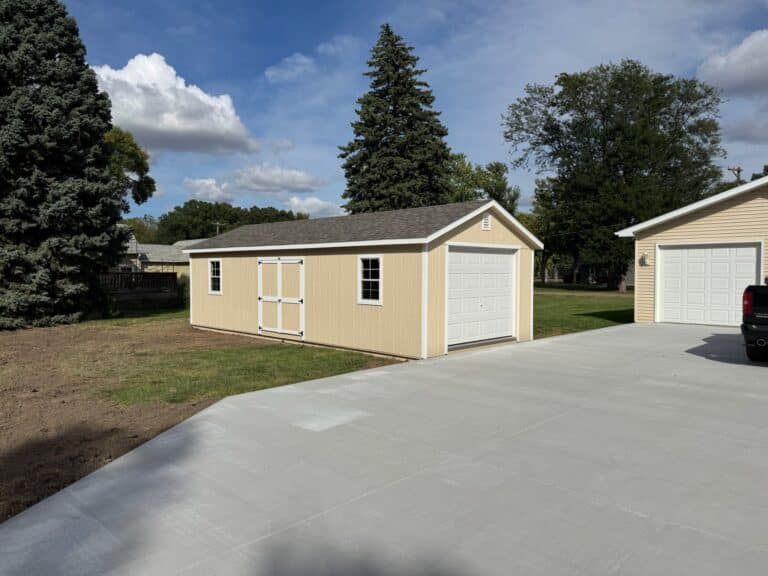 Garage on back yard driveway.