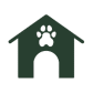 Green dog kennel icon