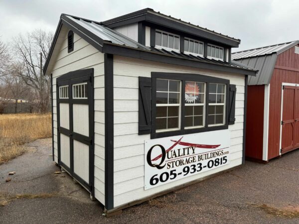 White Southern Classic shed on shed lot