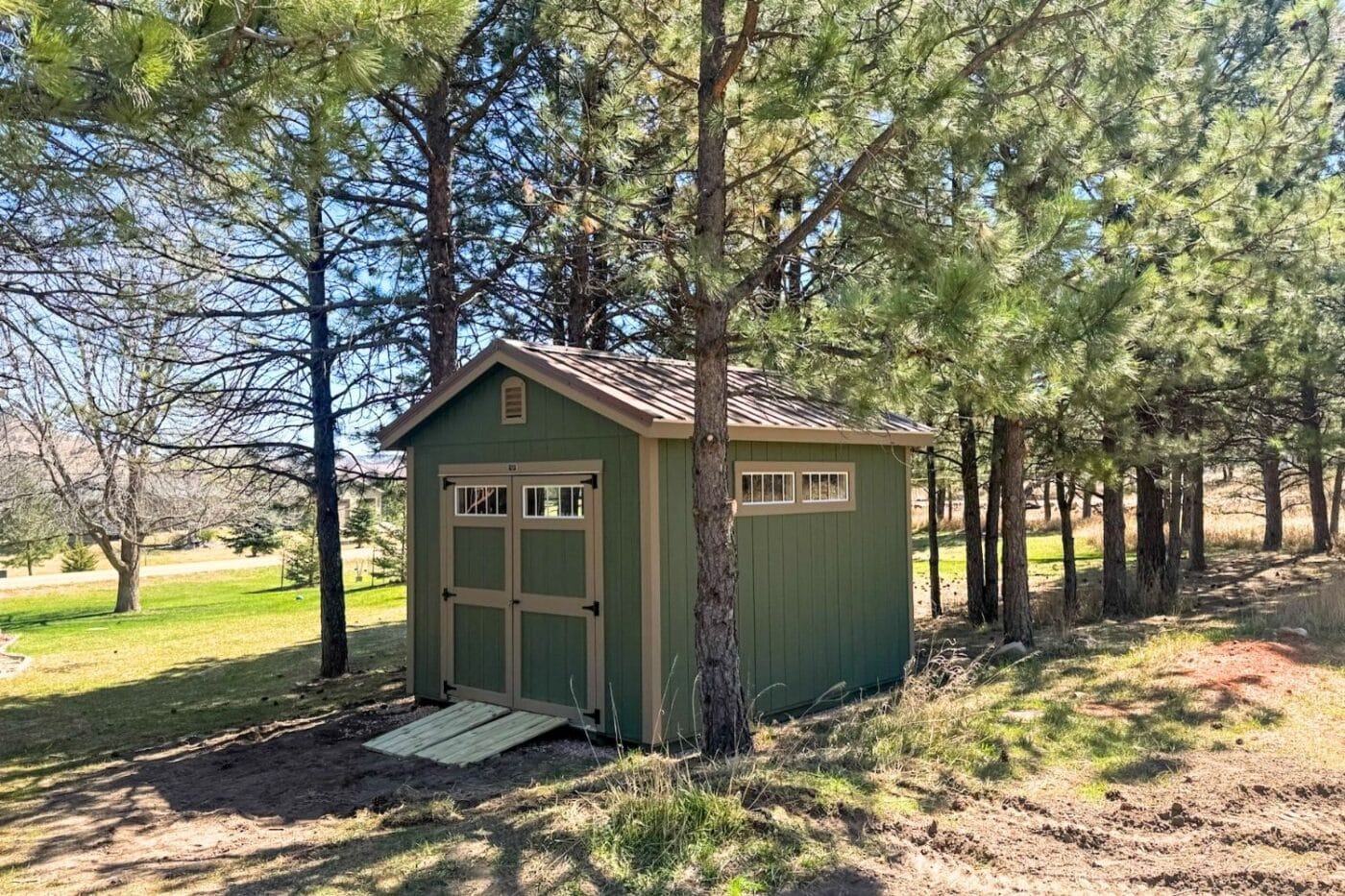 green 10x12 ranch shed in piedmont